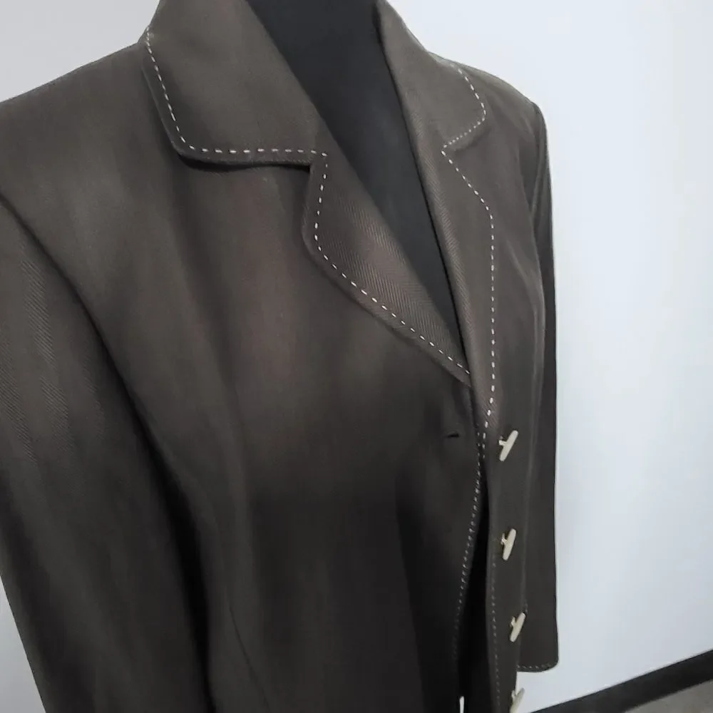Ellen Tracy / Linda Allard Wool, Linen & Silk Blend Brown Jacket
